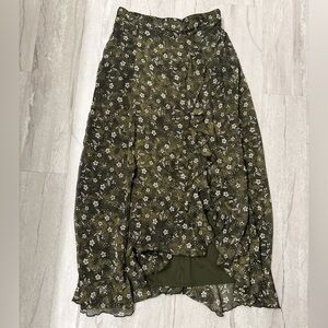 Old Navy Floral Midi Skirt in Dark Green